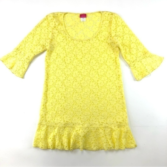 Betsey Johnson yellow lace beach dress coverup Medium - Picture 1 of 9